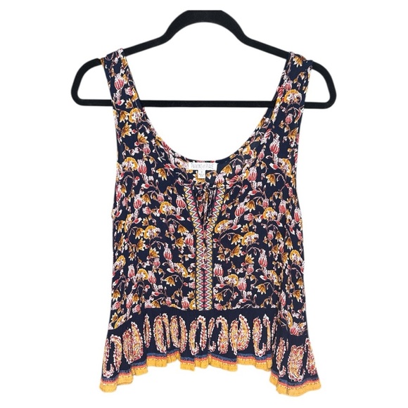 Patrons of Peace Bohemian Floral Cropped Flowy Tank Top size Small - Picture 1 of 4